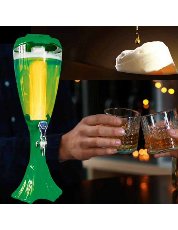 BARRAID Beer Tower, 3000 ml Capacity, Multicolour LED Lights (Green) gallery image 2