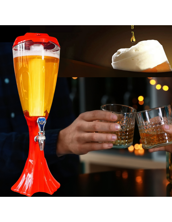 BARRAID Beer Tower, 3000 ml Capacity, Multicolour LED Lights (RED) gallery image 2