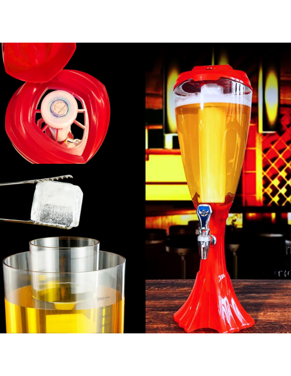 BARRAID Beer Tower, 3000 ml Capacity, Multicolour LED Lights (RED) gallery image 3