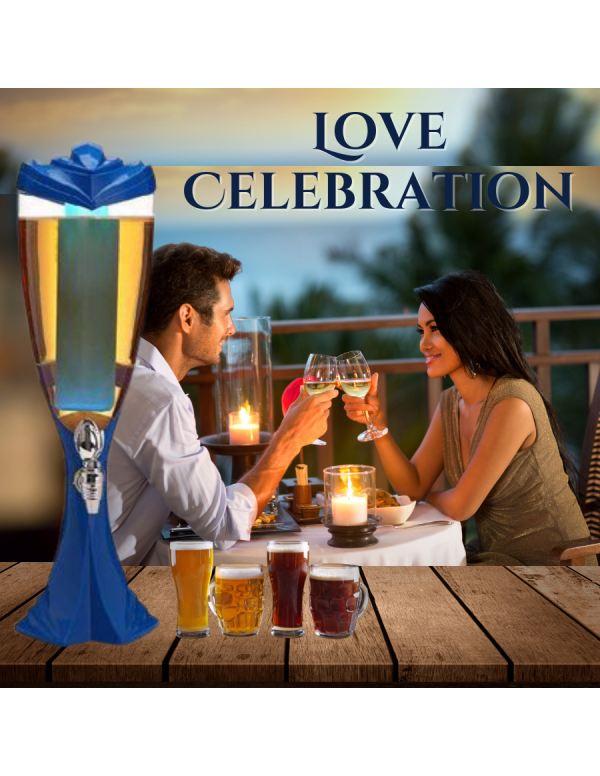 BARRAID Beer Tower, 3000 ml Capacity, Multicolour LED Lights (DARK BLUE) gallery image 2