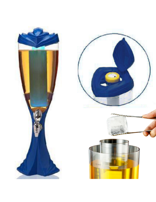 BARRAID Beer Tower, 3000 ml Capacity, Multicolour LED Lights (DARK BLUE) gallery image 3