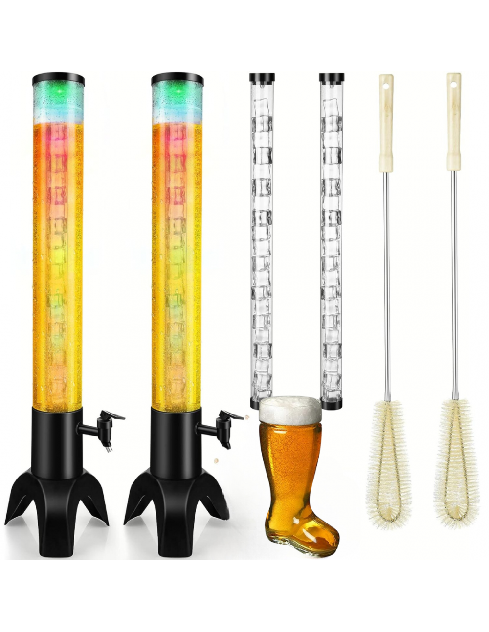 BARRAID Custom Tall Table Beer/Liquor Dispenser/Decanter for Beer/Whisky/Wine Capacity for Party/Home/Bars/Pubs with Multi Sparking LED Light ice Tube(3000 ml/3 L) (Black) gallery image 2