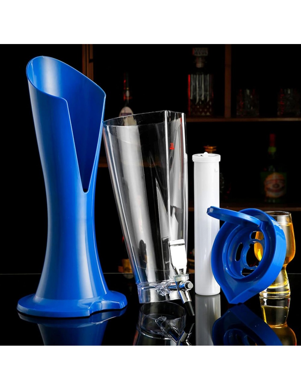 BARRAID Beer Tower Beverage Dispenser, 3 Litre, Tabletop Draft Drink Dispenser (Blue) gallery image 2