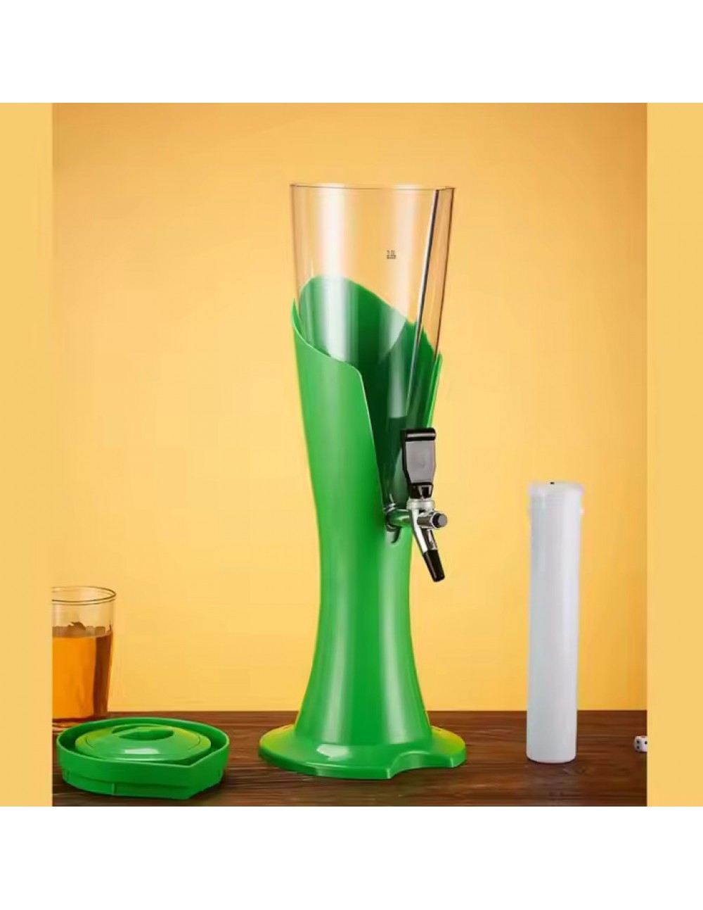 BARRAID Beer Tower Beverage Dispenser, 3 Litre, Tabletop Draft Drink Dispenser (Green) gallery image 1