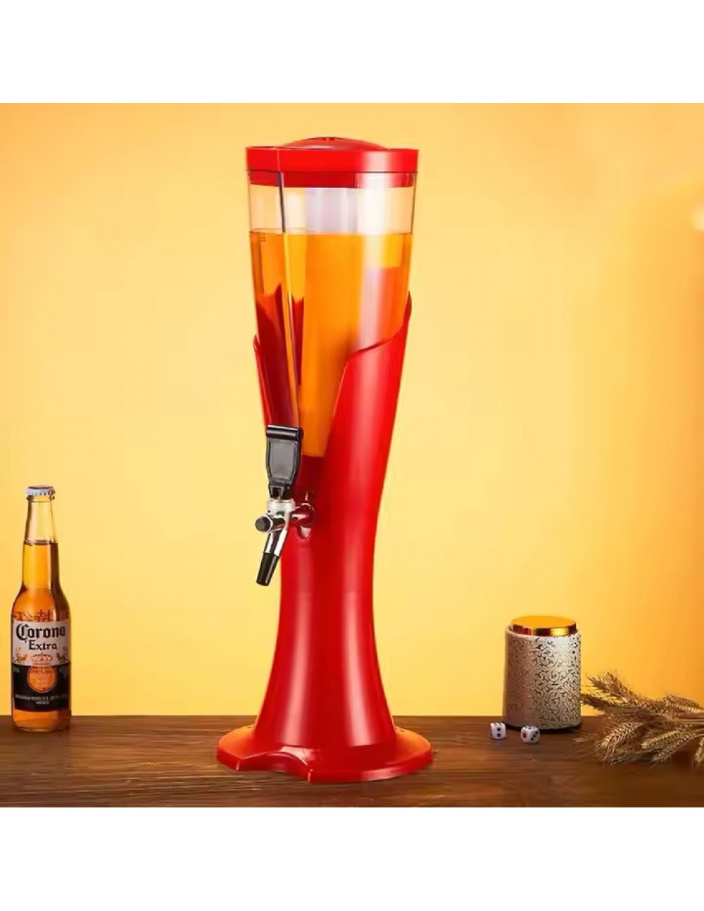 BARRAID Beer Tower Beverage Dispenser, 3 Litre, Tabletop Draft Drink Dispenser (Red) gallery image 1